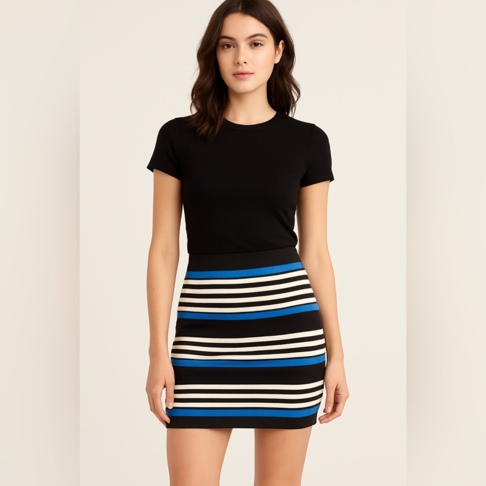 Express Y2K bandage style mini skirt with stripes